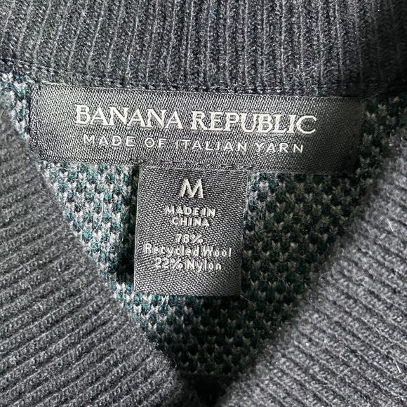 Banana Republic sweater jacket men’s medium plaid bomber Italian modern swacket - Picture 9 of 11